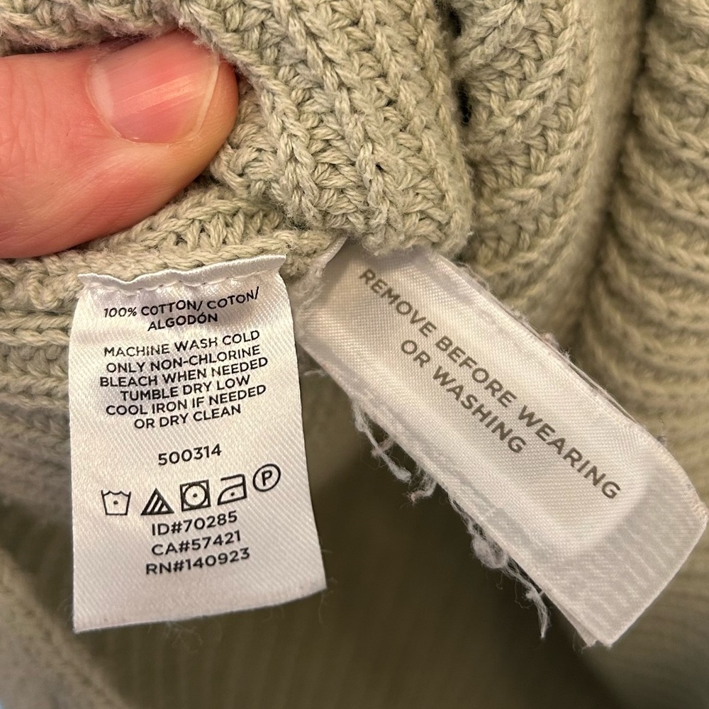 LOFT Cable Knit Knit Sweater Vest L 100% Cotton Sage Light Academia Minimalist - Picture 5 of 8